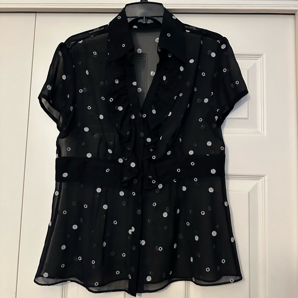 Ann Taylor short sleeve sheer blouse